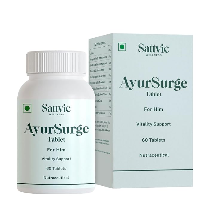 AyurSurge Men’s Vitality Tablets | 11 Herbal Actives | 1.28g Each