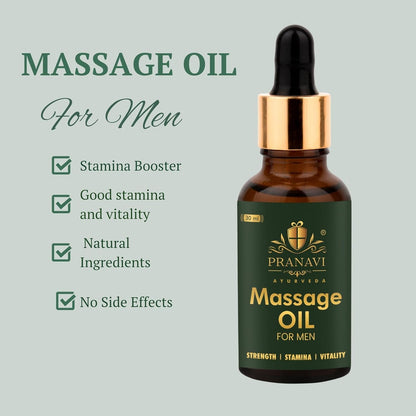 Premium Capsules & Men's Massage Oil Combo Pack – 30 Capsules + 30 ML Oil | Premium Strength | Natural Ayurvedic Support for Men's Wellness