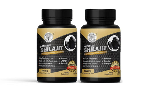 Wildvdic Premium Shilajit 1300mg Caps – 100% Pure Himalayan Extract with 75% Fulvic Acid | Boosts Stamina, Strength & Testosterone | Ayurvedic Energy & Performance Supplement for Men & Women (pack of 2)
