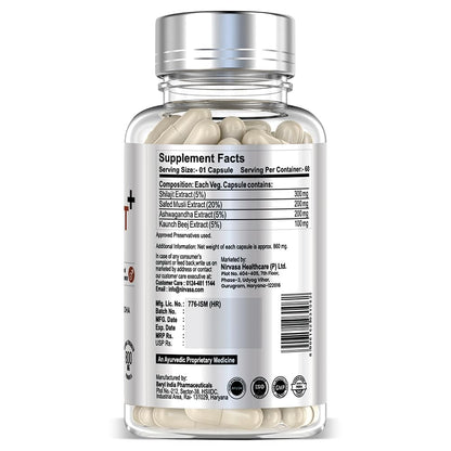 Nirvasa Pure Shilajit/Shilajeet (800mg) 3x60 Capsules | Boost Strength, Stamina, Energy & Immunity | Supports Vitality, Performance & Muscle Growth | Ashwagandha, Safed Musli & Kaunch Beej (Pack of 3)