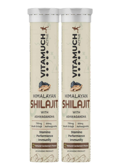Shilajit Original Effervescent Tablets, With Ashwagandha, Gokshura & Safed Musli for Strength, Performance & Muscle recovery, Natural Cardamom Flavour (30 Day (Pack of 2)-Shilajit)