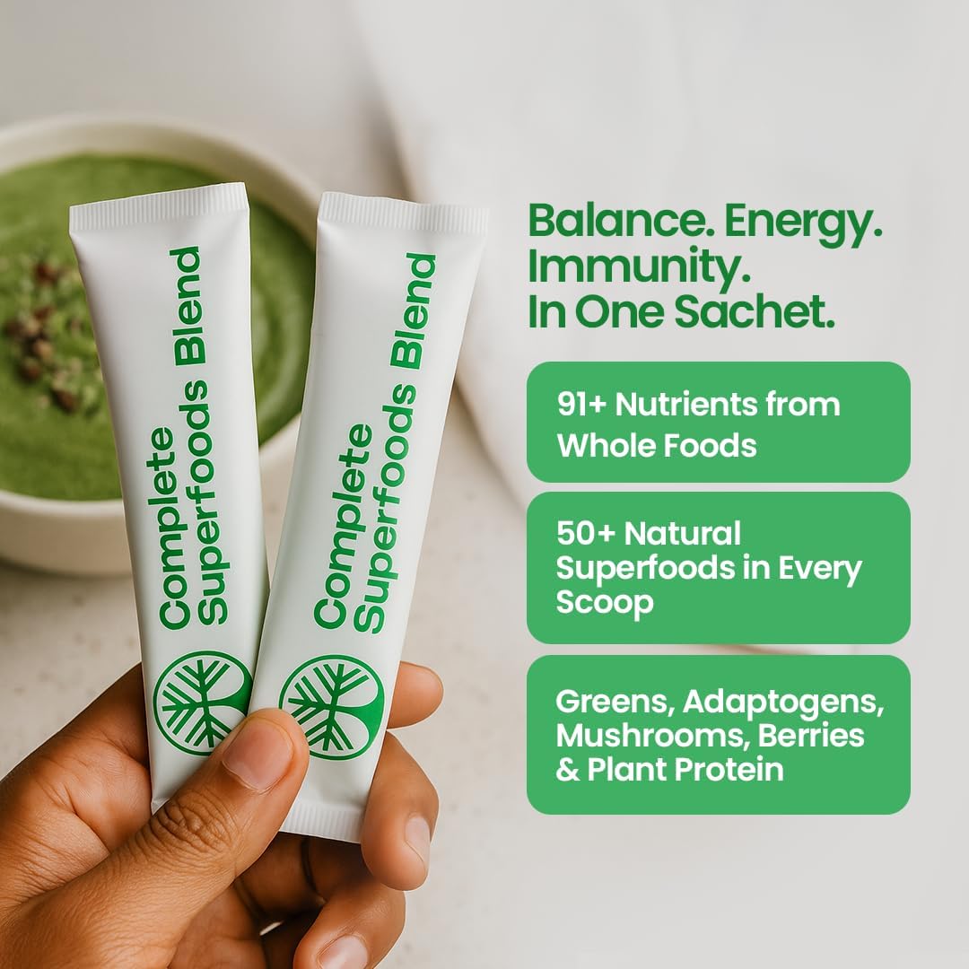 Complete Superfoods Blend – 30 Sachets | 50+ Superfoods | Vitamins, Minerals & Probiotics | Daily Plant-Based Nutrition | Supports Digestion, Gut Health, Detox & Immunity | Sugar-Free Supplement