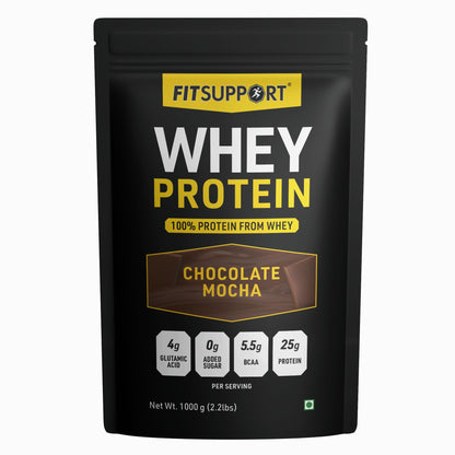 FITSUPPORT Premium Whey Protein Powder | High-Protein, Low-Sugar, Smooth & Creamy | Instant Coffee Mix with Real Cocoa, Smooth & Indulgent Flavor (2Kg, Chocolate Mocha)