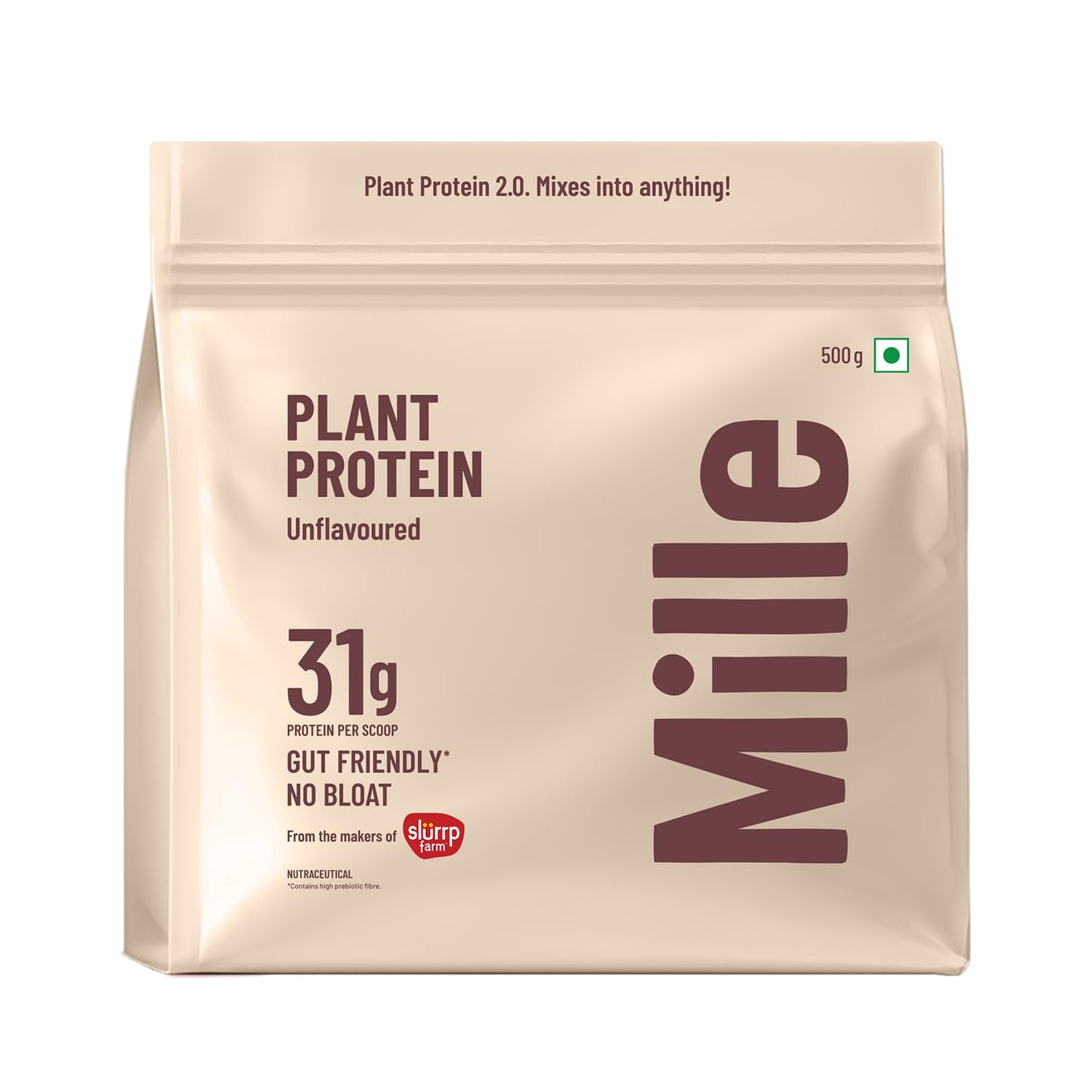 Mille Plant Protein | 31g Protein | Unflavoured | Made with Fermented Yeast Protein Powder | No Bloat, Vegan, Heat-Stable | Has All 9 Essential Amino Acids | Mixes into Any Dish | 500g