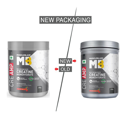 MuscleBlaze Micronised Creatine Monohydrate CreAMP Powder, Juicy Berries (80 Servings, 320g) | Trustified Certified Creatine