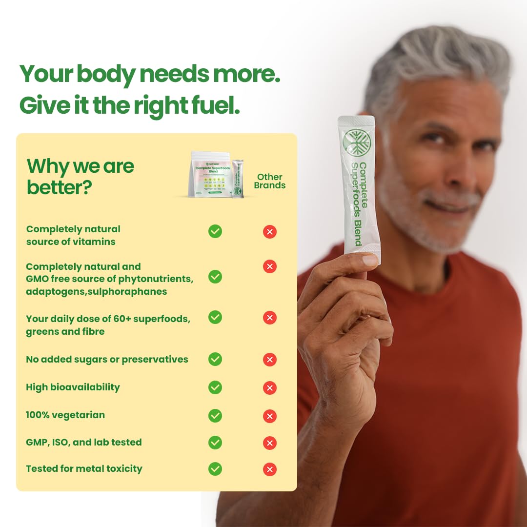 Complete Superfoods Blend – 30 Sachets | 50+ Superfoods | Vitamins, Minerals & Probiotics | Daily Plant-Based Nutrition | Supports Digestion, Gut Health, Detox & Immunity | Sugar-Free Supplement