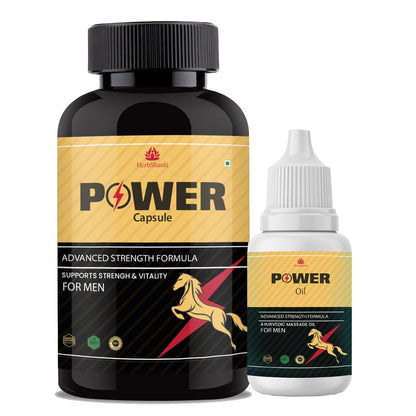 Hours Power Capsule for Men with Ling Mota Lamba Massage Oil | Testosterone Booster Ayurvedic Shilajit Pens Tablets for Long Time Stamina Like Horse (60 Cap & 30ML)