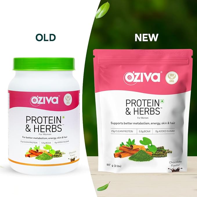 OZiva Protein & Herbs for Women – Chocolate, 2lbs (907g)