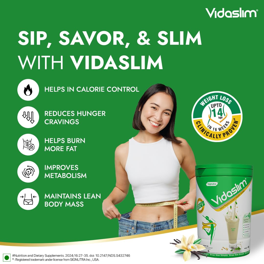 Vidaslim Meal Replacemen Health Shake For Weight Control & Management | For Men & Women | (400g, Vanilla Elixir)