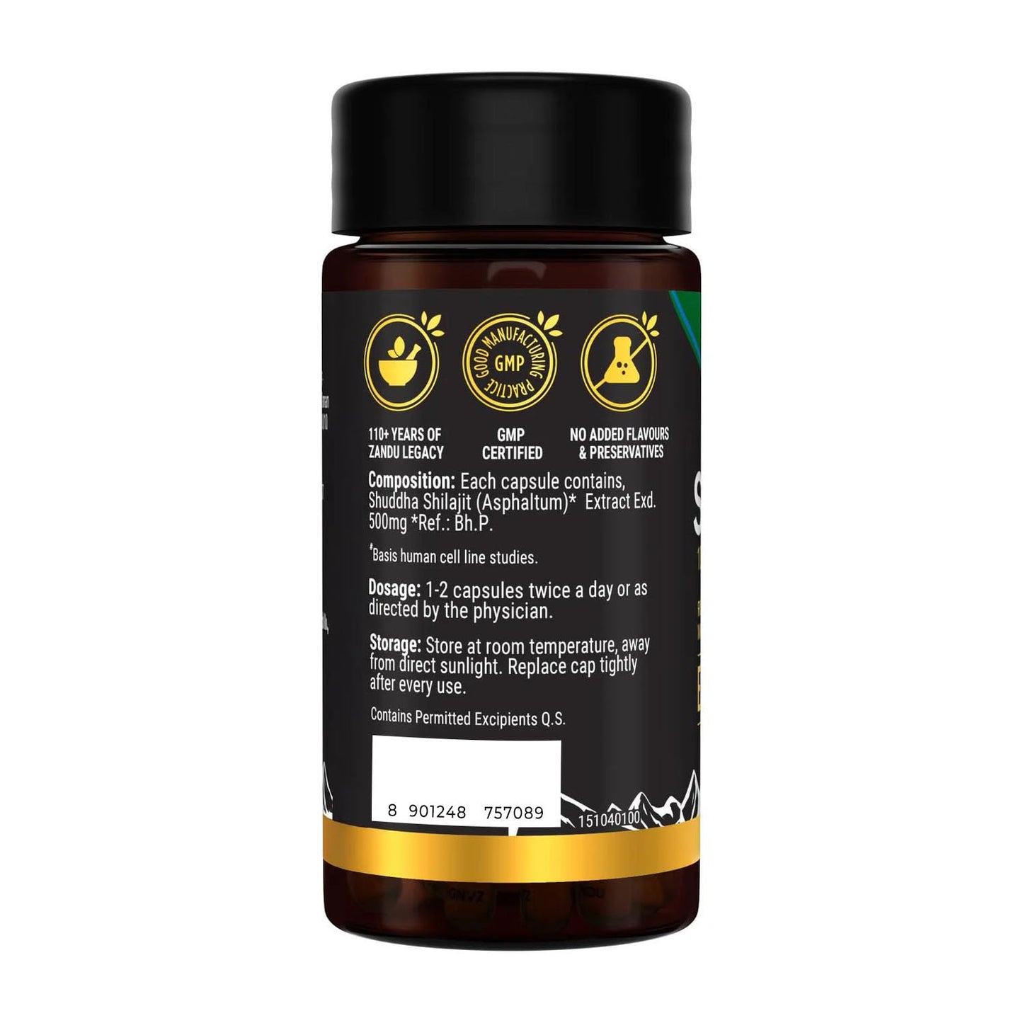 Zandu Shilajit Capsule, 60 capsules x Pack of 2, Original and Pure Himalayan Shilajeet, Boosts Immunity, Strength and Stamina.