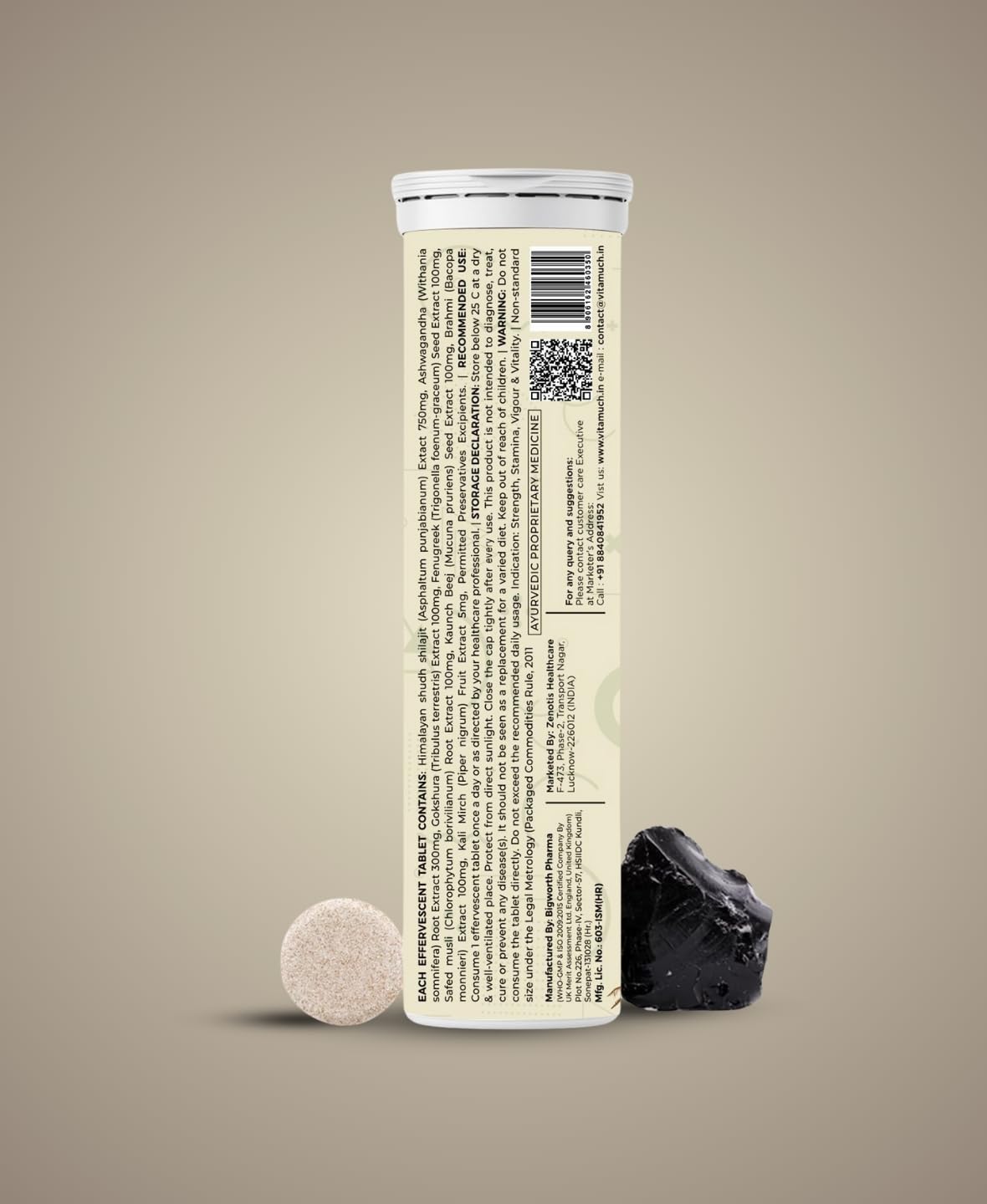 Shilajit Original Effervescent Tablets, With Ashwagandha, Gokshura & Safed Musli for Strength, Performance & Muscle recovery, Natural Cardamom Flavour (30 Day (Pack of 2)-Shilajit)