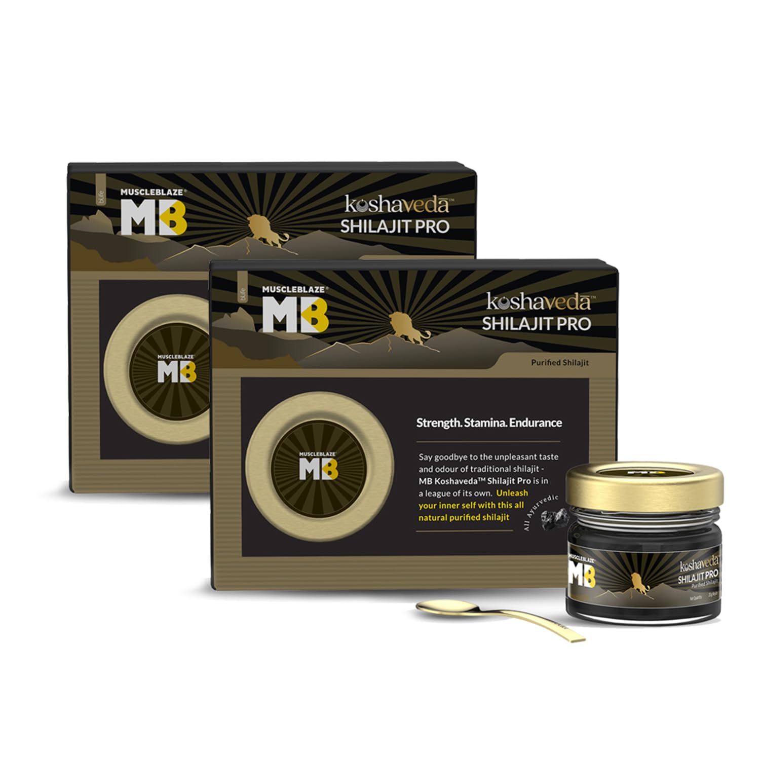 Koshaveda Shilajit Pro Gold by MuscleBlaze (60 Tablets) with Ashwagandha AF-43 600mg (60 Capsules) | for Strength & Recovery