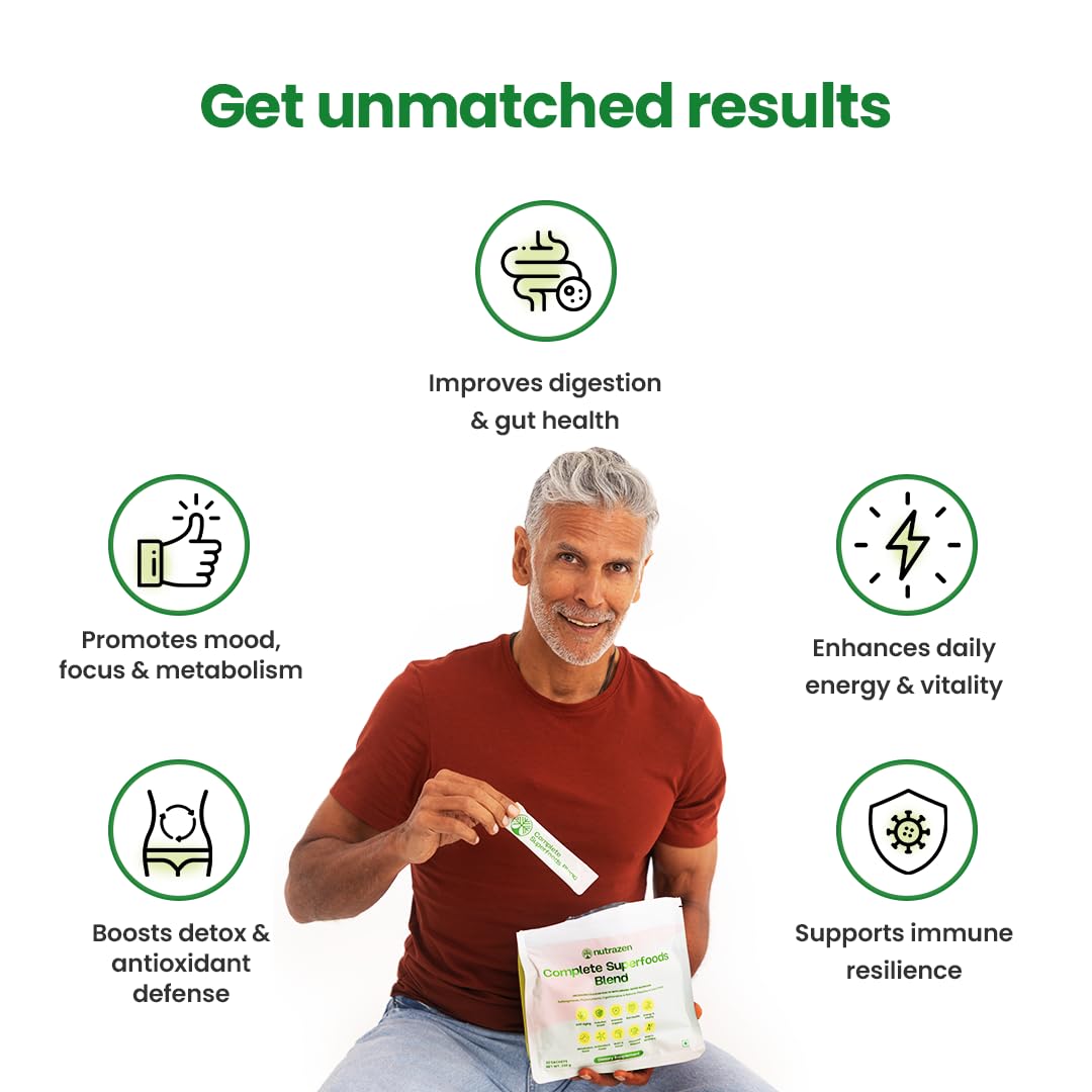Complete Superfoods Blend – 30 Sachets | 50+ Superfoods | Vitamins, Minerals & Probiotics | Daily Plant-Based Nutrition | Supports Digestion, Gut Health, Detox & Immunity | Sugar-Free Supplement