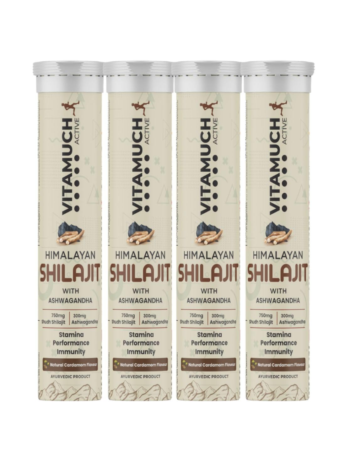 Shilajit Original Effervescent Tablets, With Ashwagandha, Gokshura & Safed Musli for Strength, Performance & Muscle recovery, Natural Cardamom Flavour (30 Day (Pack of 2)-Shilajit)