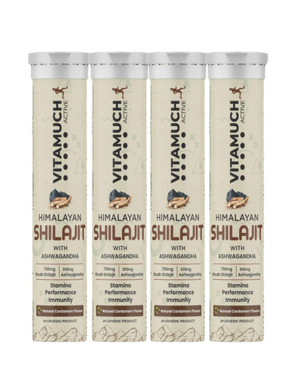 Shilajit Original Effervescent Tablets, With Ashwagandha, Gokshura & Safed Musli for Strength, Performance & Muscle recovery, Natural Cardamom Flavour (30 Day (Pack of 2)-Shilajit)