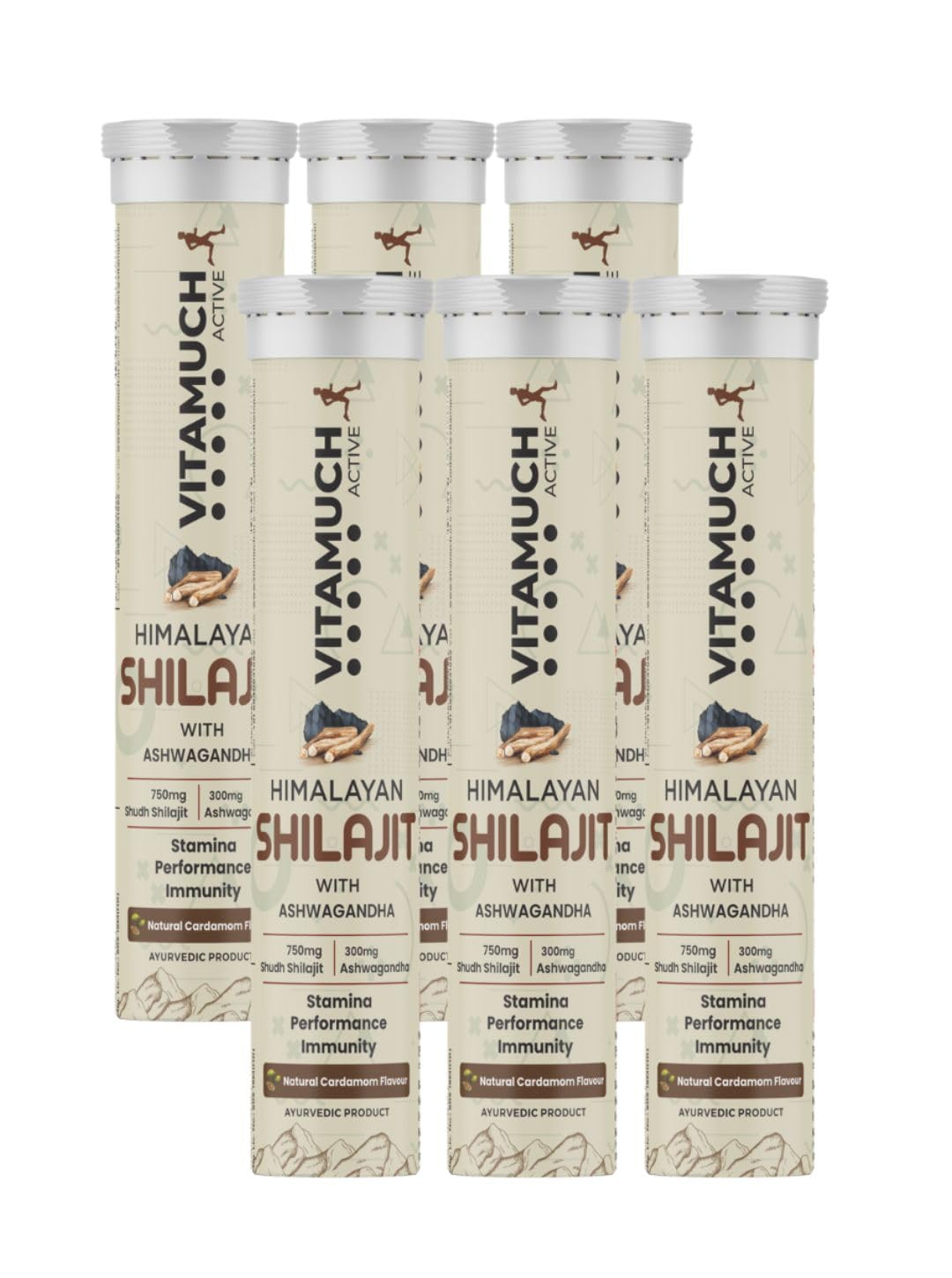 Shilajit Original Effervescent Tablets, With Ashwagandha, Gokshura & Safed Musli for Strength, Performance & Muscle recovery, Natural Cardamom Flavour (30 Day (Pack of 2)-Shilajit)