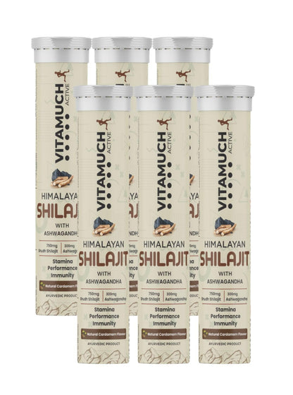 Shilajit Original Effervescent Tablets, With Ashwagandha, Gokshura & Safed Musli for Strength, Performance & Muscle recovery, Natural Cardamom Flavour (30 Day (Pack of 2)-Shilajit)