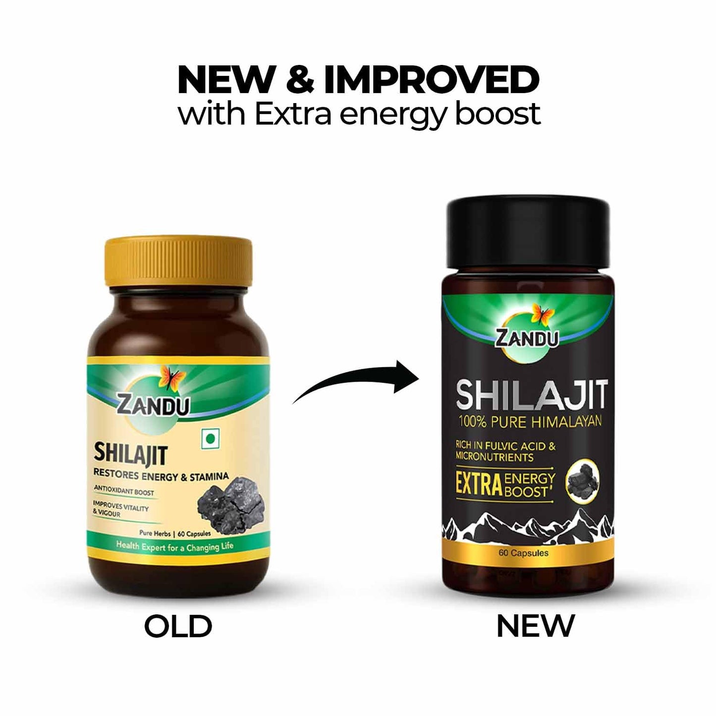 Zandu Shilajit Capsule, 60 capsules x Pack of 2, Original and Pure Himalayan Shilajeet, Boosts Immunity, Strength and Stamina.