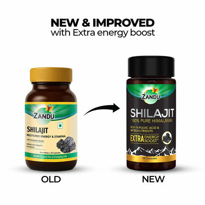 Zandu Shilajit Capsule, 60 capsules x Pack of 2, Original and Pure Himalayan Shilajeet, Boosts Immunity, Strength and Stamina.