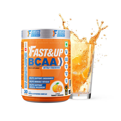 FAST&UP BCAA Lime Lemon Flavour Advanced BCAA Supplement with Glutamine, Citrulline, L-Arginine & Taurine - Pre/Post Workout & Intra Workout Supplement Powder for Adults(450gm, 30 Servings)