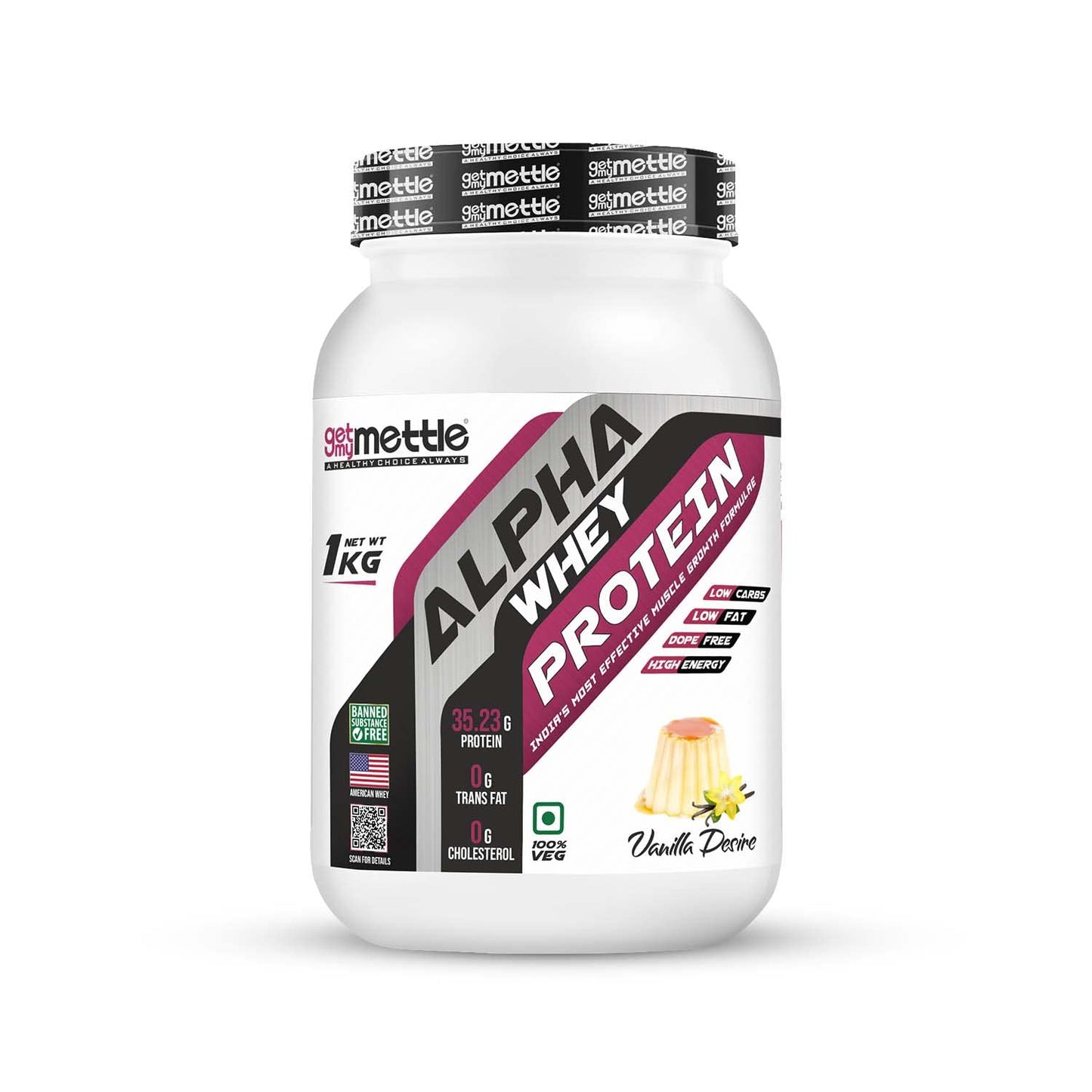 Getmymettle Alpha Whey Protein 1kg Kesar Pista Flavor, 35g Protein Muscle Growth & Rapid Recovery Post-Workout. Budget Friendly, USA Imported Whey