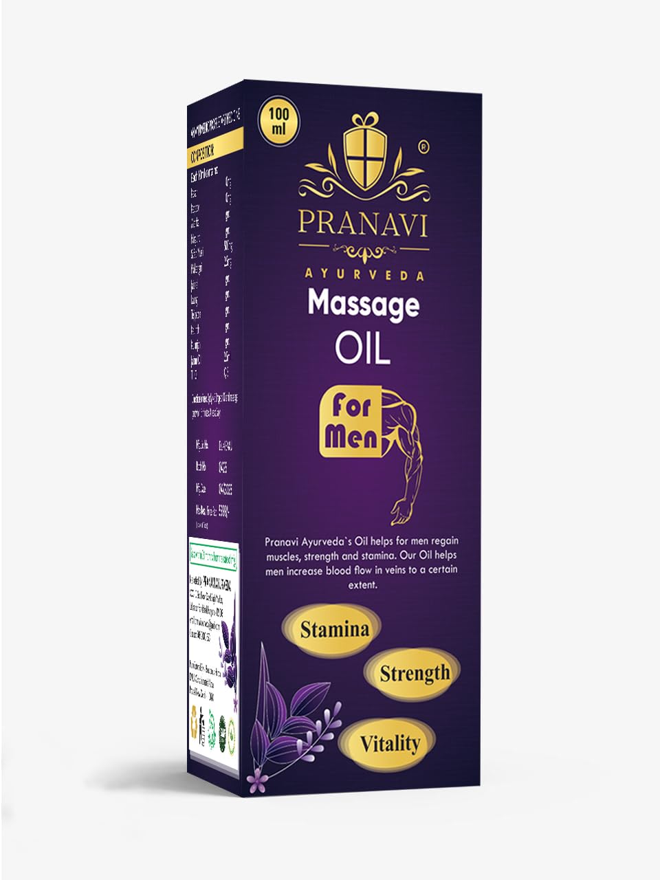 Premium Massage Oil for Men, 100ml | Strength & Energy Booster Oil | Pure & Natural Ingredients | No Side Effects | External Use Only