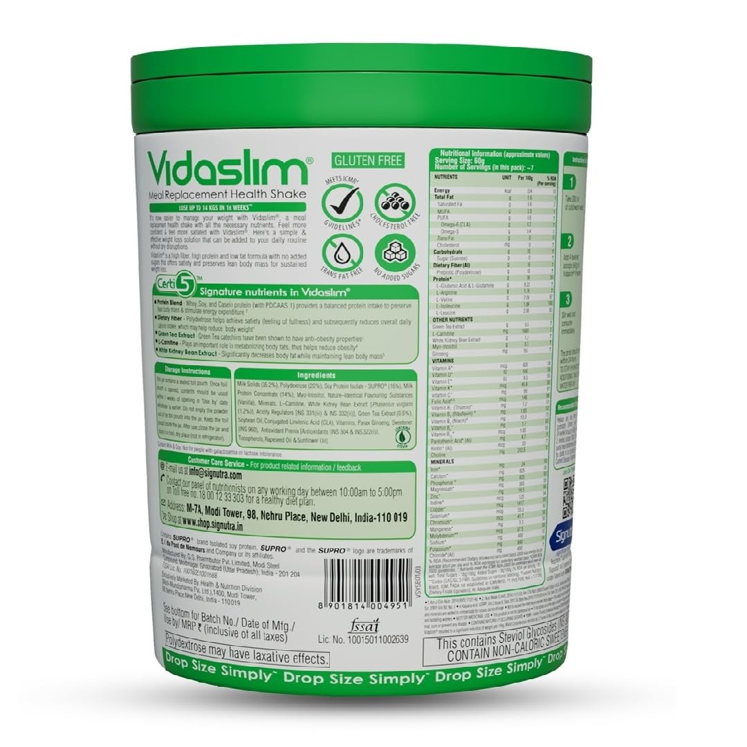 Vidaslim Meal Replacemen Health Shake For Weight Control & Management | For Men & Women | (400g, Vanilla Elixir)