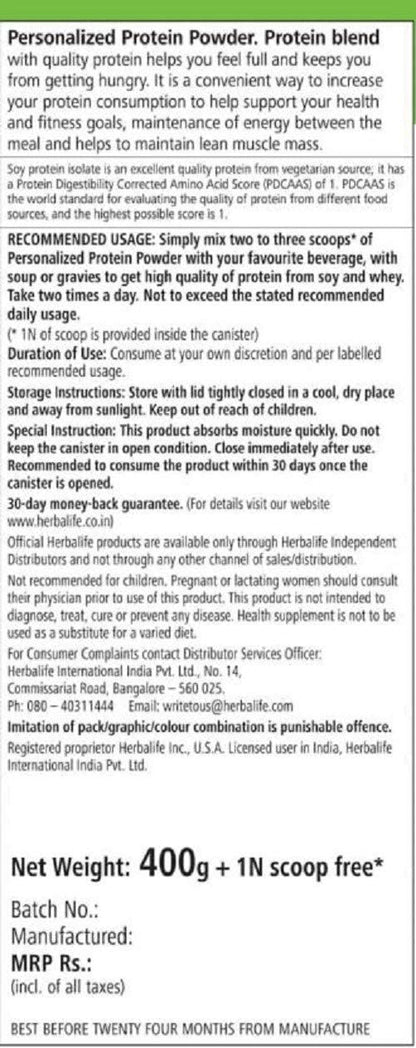 Herbalife Nutrition Personalized Protein Powder 400Gms