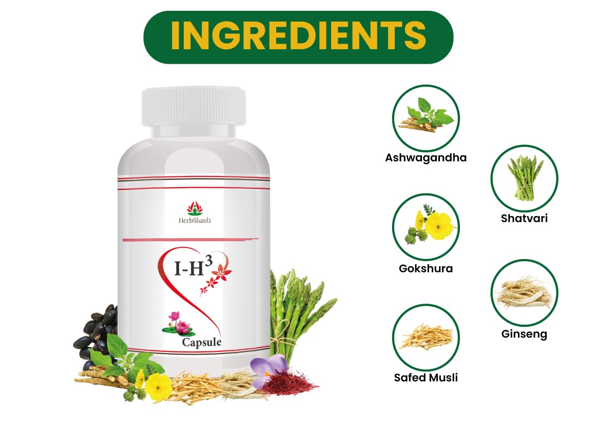 IH3 Capsules for Men | Stamina & Power Booster Supplement with Original Shilajit, Ashwagandha, Gokshura & More (60 Tablets)
