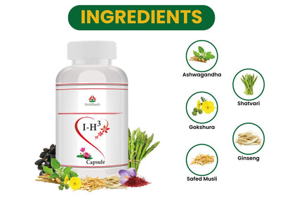 IH3 Capsules for Men | Stamina & Power Booster Supplement with Original Shilajit, Ashwagandha, Gokshura & More (60 Tablets)