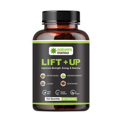 Nature's Maniaa Lift Up Massage Oil for Men | Ayurvedic with Ashwagandha, Safed Musli, Shatavari & Laung Extract (50ml)