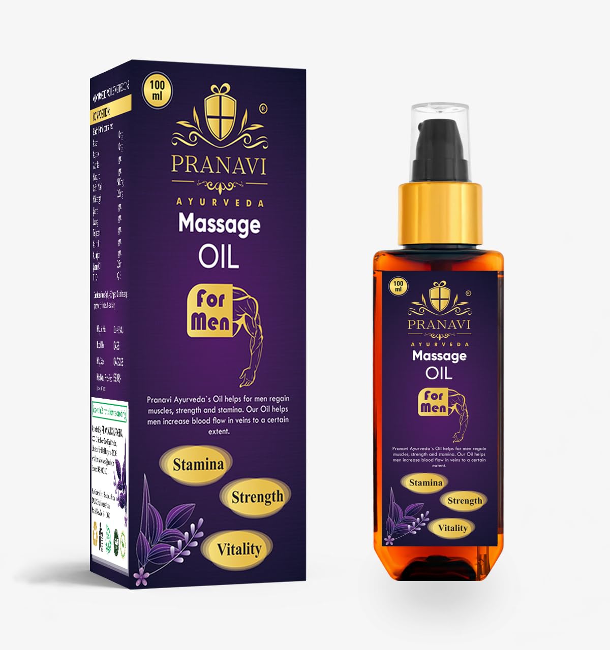 Premium Massage Oil for Men, 100ml | Strength & Energy Booster Oil | Pure & Natural Ingredients | No Side Effects | External Use Only
