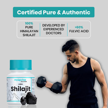 Urjas Pure Himalayan Shilajit Original Capsules | Improve Muscle Strength, Stamina & Power | Natural & Organic Shilajeet| Experience results in 4 weeks | 60 Capsules (Pack of 1)