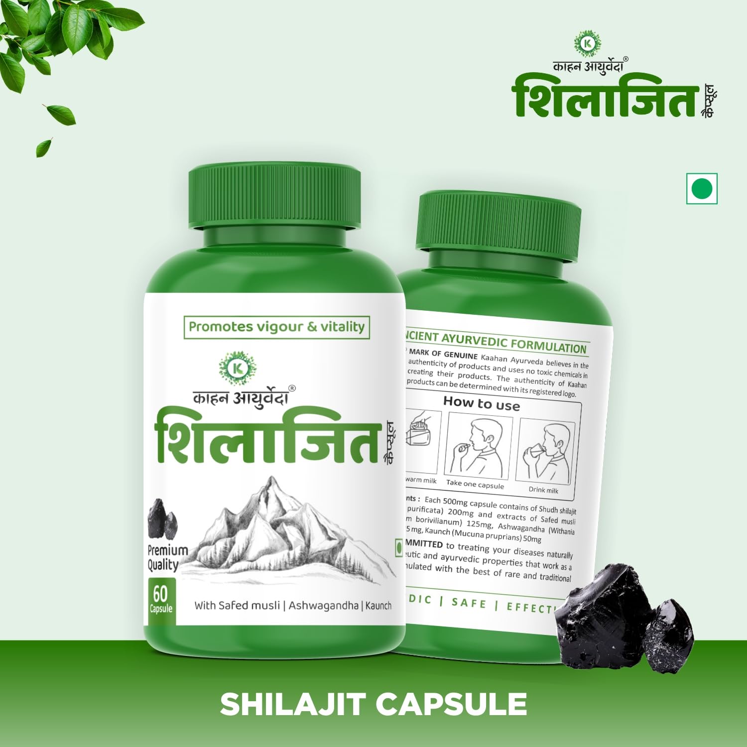 Shilajit Capsules, Infused with Goodness of Natural Shilajit Extracts, Helps Boost Immunity & Energy, Supports Metabolism