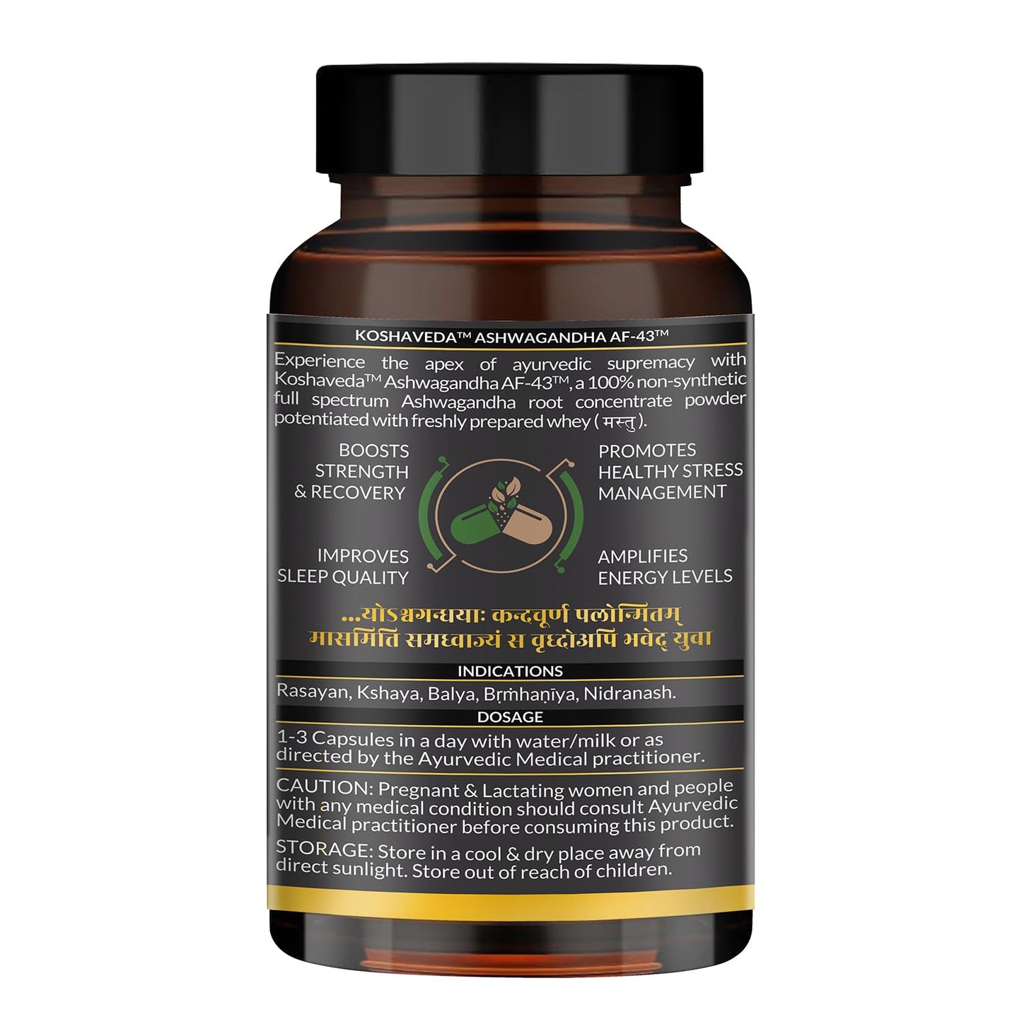 Koshaveda Shilajit Pro Gold by MuscleBlaze (60 Tablets) with Ashwagandha AF-43 600mg (60 Capsules) | for Strength & Recovery