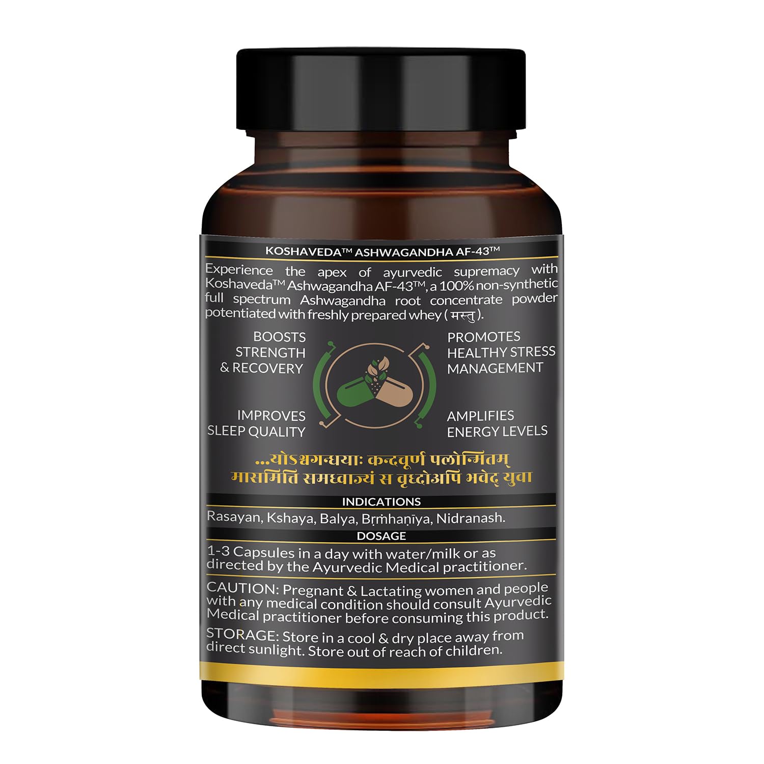 Koshaveda Shilajit Pro Gold by MuscleBlaze (60 Tablets) with Ashwagandha AF-43 600mg (60 Capsules) | for Strength & Recovery