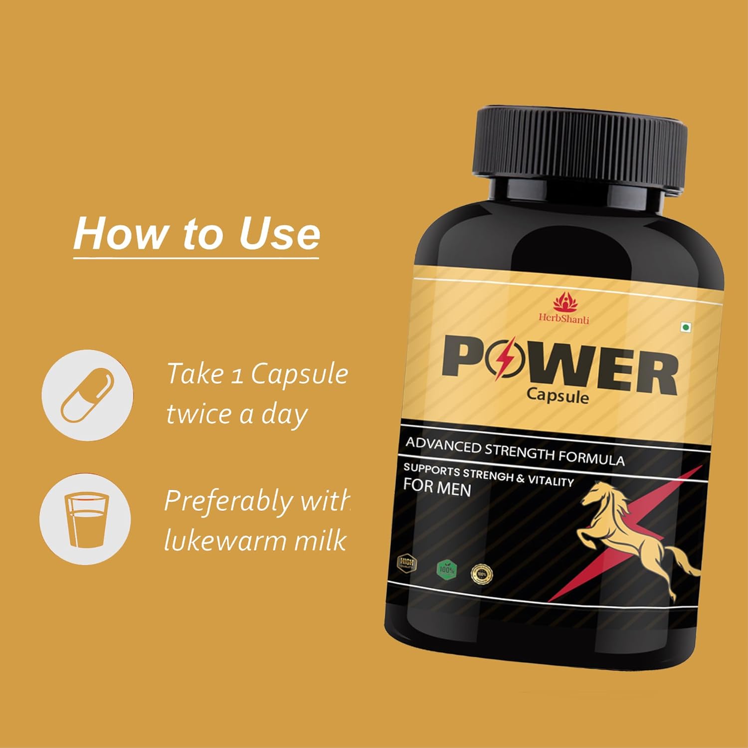 Hours Power Capsule for Men with Ling Mota Lamba Massage Oil | Testosterone Booster Ayurvedic Shilajit Pens Tablets for Long Time Stamina Like Horse (60 Cap & 30ML)