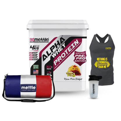 Getmymettle Alpha Whey Protein 1kg Kesar Pista Flavor, 35g Protein Muscle Growth & Rapid Recovery Post-Workout. Budget Friendly, USA Imported Whey
