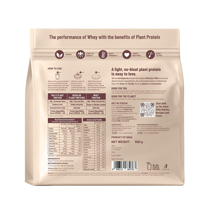 Mille Plant Protein | 31g Protein | Unflavoured | Made with Fermented Yeast Protein Powder | No Bloat, Vegan, Heat-Stable | Has All 9 Essential Amino Acids | Mixes into Any Dish | 500g