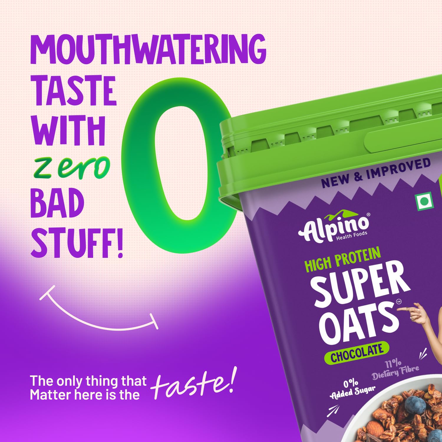 ALPINO 22% High Protein Super Oats Chocolate 2.5kg – Rolled Oats, Natural Peanut Butter, Cocoa Powder, Nuts & Seeds – 22g Protein, Source of Dietary Fibre & Healthy Fats, No Added Sugar & Salt