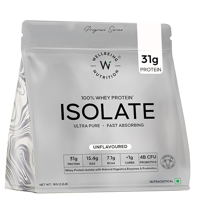 Wellbeing Nutrition Whey Protein Isolate – Unflavoured, 1kg