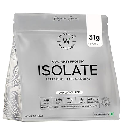 Wellbeing Nutrition Whey Protein Isolate – Unflavoured, 1kg