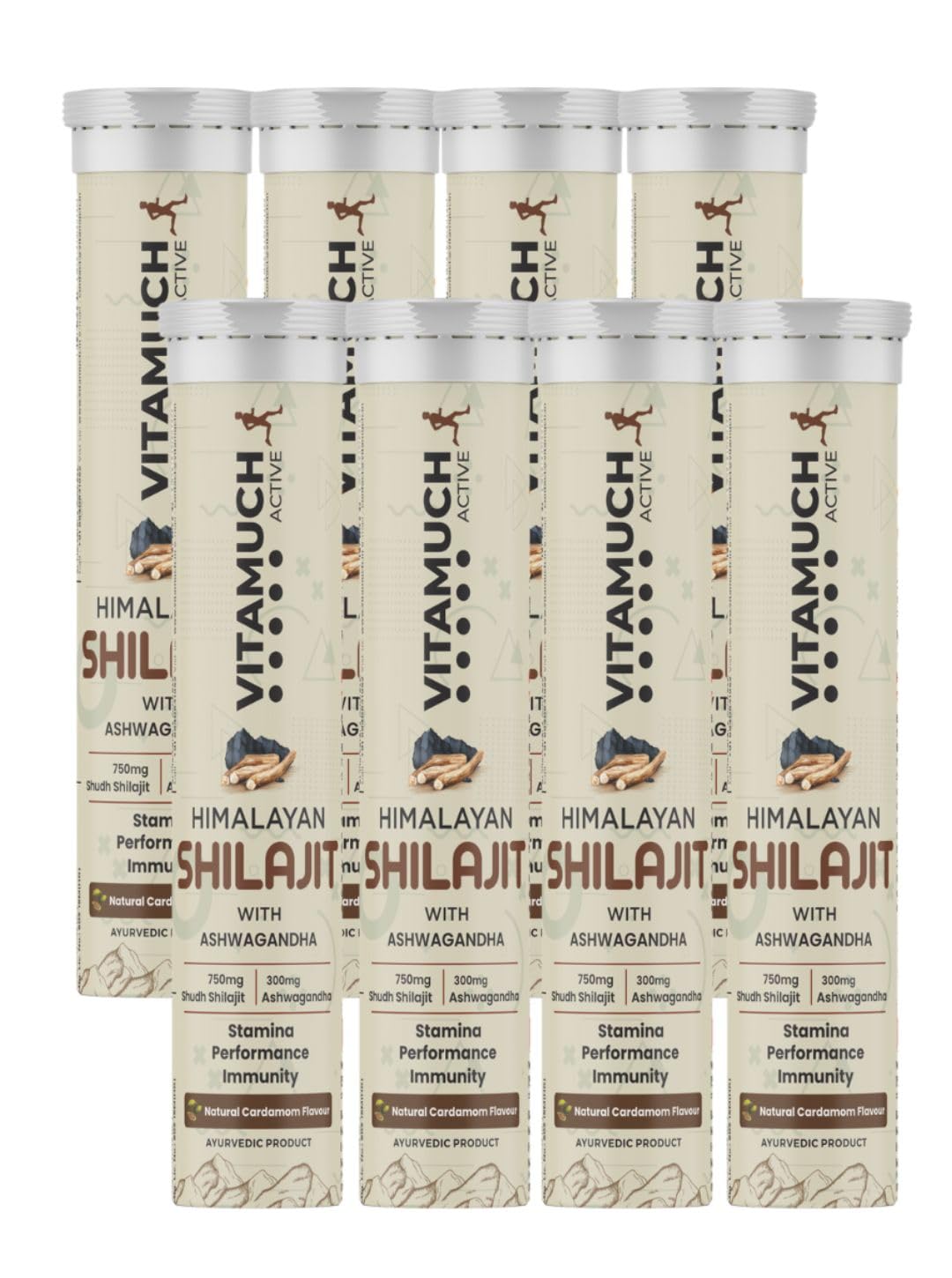 Shilajit Original Effervescent Tablets, With Ashwagandha, Gokshura & Safed Musli for Strength, Performance & Muscle recovery, Natural Cardamom Flavour (30 Day (Pack of 2)-Shilajit)