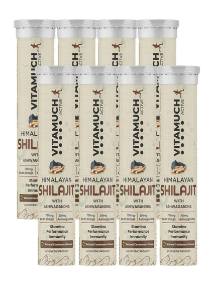 Shilajit Original Effervescent Tablets, With Ashwagandha, Gokshura & Safed Musli for Strength, Performance & Muscle recovery, Natural Cardamom Flavour (30 Day (Pack of 2)-Shilajit)