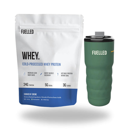 FUELLED Whey Protein Powder Concentrate & Isolate with 24 g Protein, 5 g BCAA (1 kg, 30 Servings) Lab Tested (Mango Ice Cream)