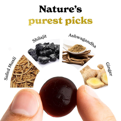 Better Alt Gold+ Shilajit Gummies | With Ashwagandha, Safed Musli,Shilajit Resin & Ginger |Helps Boost Energy & Improves Stamina |1-Month Dietary Supplement|60 Gummies