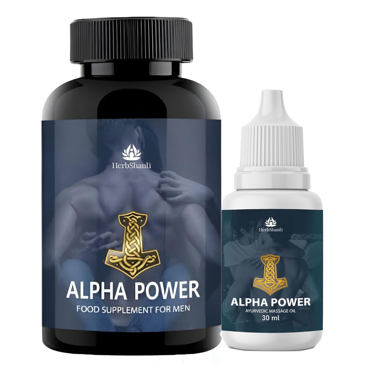 Alpha Power for Men – Original Shilajit Tablets & Massage Oil | Ling Bada Karne Ka Ayurvedic Medicine for Size Growth, Lamba Mota, Stamina Booster & Timing Support – (60 Capsules + 30ml)