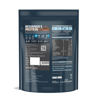 MuscleBlaze Beginner's Whey Protein Powder, Chocolate (1kg / 2.2lbs) | 12g Protein Per Scoop