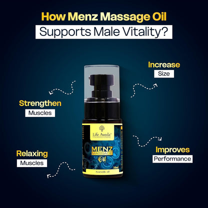 Life Aveda Men'z Message Oil for men - 30ml - Made with Natural ingredients and Skin Friendly Massage Oil