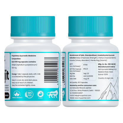 Urjas Pure Himalayan Shilajit Original Capsules | Improve Muscle Strength, Stamina & Power | Natural & Organic Shilajeet| Experience results in 4 weeks | 60 Capsules (Pack of 1)